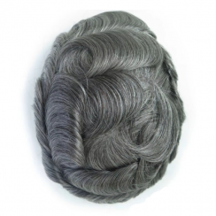 Thin Skin Grey Prosthesis Toupee for Men
