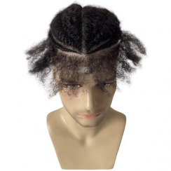 2 Pcs Short Black Afro Cornrow Braids Full Lace Wig for Black Men