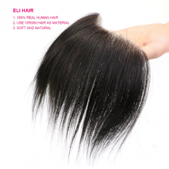 Human Hair Piece For Men With PU Skin Base